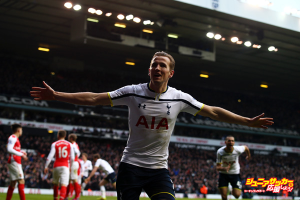 LONDON, ENGLAND - FEBRUARY 07:  Harry Kane of Tottenham Hotspur celebrates scoring his goal during the Barclays Premier League match between Tottenham Hotspur and Arsenal at White Hart Lane on February 7, 2015 in London, England.  (Photo by Clive Rose/Getty Images)